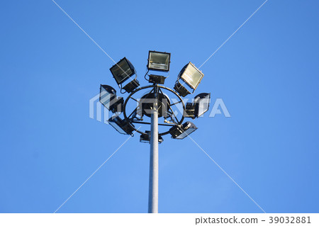 Spotlight close up of high voltage spotlight tower Spotlight close up of high voltage spotlight tower 39032881