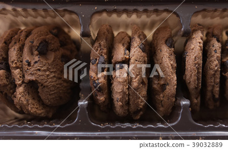Chocolate cookies in packaging. Chocolate cookies in packaging. 39032889