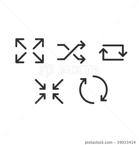 Arrow vector icon set in thin line style. - Stock Illustration ...