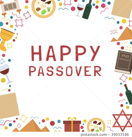 Frame with Passover holiday flat design icons 39033586