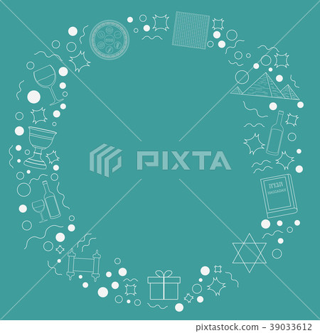 Frame with Passover holiday flat design icons 39033612