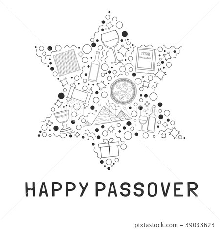 Passover holiday flat design icons set Passover holiday flat design icons set 39033623