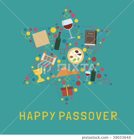 Passover holiday flat design icons set 39033648