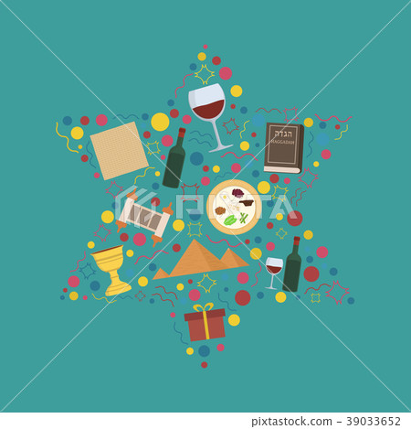 Passover holiday flat design icons set 39033652