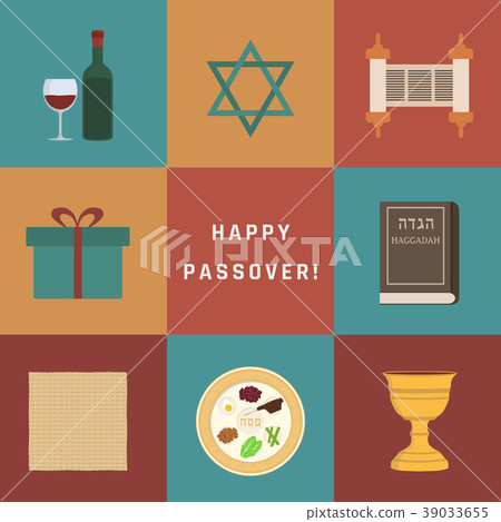Passover holiday flat design icons set 39033655