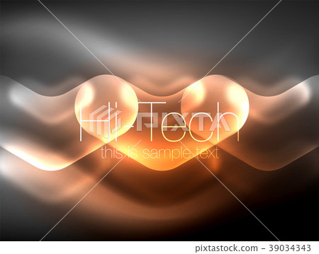 Blurred arrows in dark space. Neon pointers, glass Blurred arrows in dark space. Neon pointers, glass 39034343