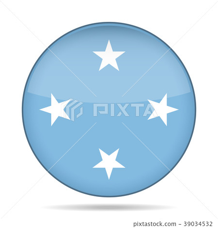 Flag of Micronesia. Shiny round button. 39034532