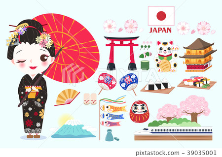 Cute Cartoon Geisha Stock Illustration