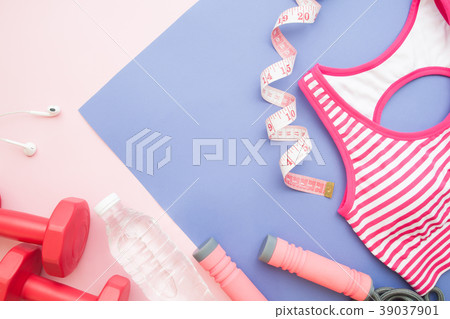 Creative flat lay sport, fitness and diet concept Creative flat lay sport, fitness and diet concept 39037901
