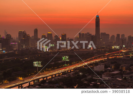 Cityscape of Bangkok in sunset 39038518
