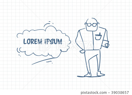 Doodle Business Man Hand Drawn Businessman In Suit - Stock Illustration ...