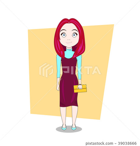 Young Cute Girl With Red Hair Woman In Modern 39038666