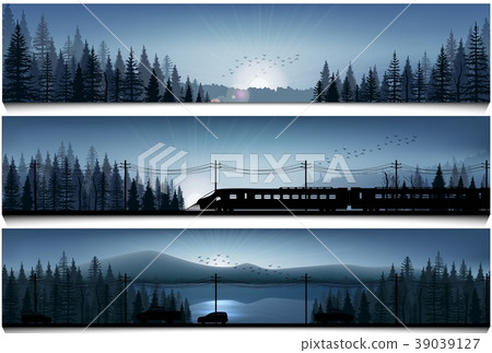 Horizontal banners with the high speed train and c Horizontal banners with the high speed train and c 39039127