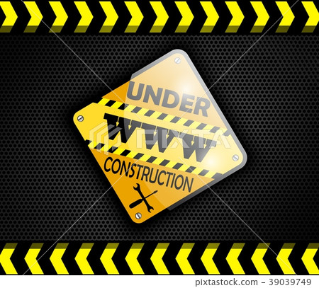 Under construction sign on background black. Vecto 39039749