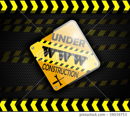Under construction sign on background black. Vecto Under construction sign on background black. Vecto 39039753