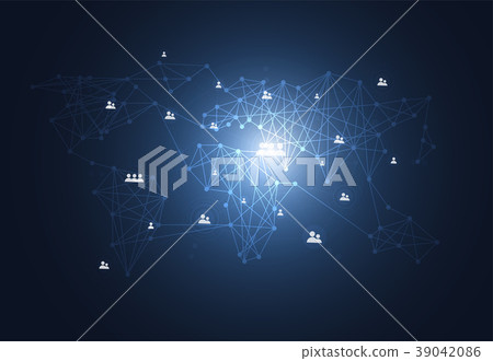 Global network connection. World map point Global network connection. World map point 39042086