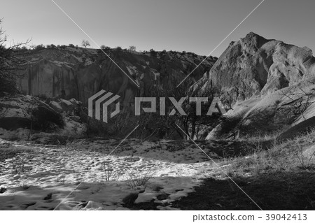 rock mountain in cappadocia, Turkey (monocrome) 39042413