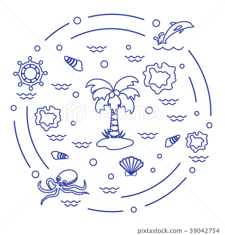 different objects related to tourism and outdoor 39042754