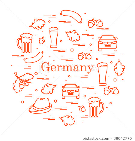 various symbols of Germany arranged in a circle various symbols of Germany arranged in a circle 39042770