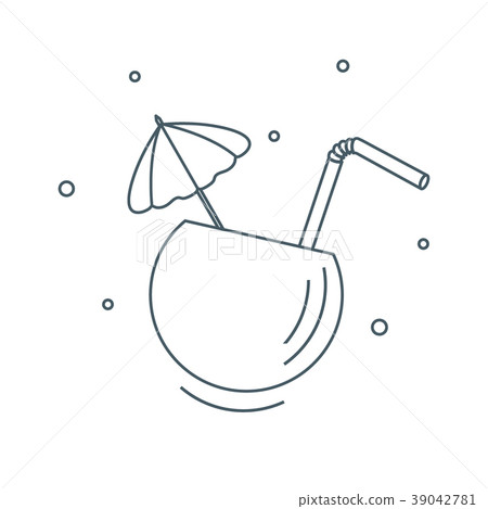 Stylized icon of the cocktail in half coconut, 39042781