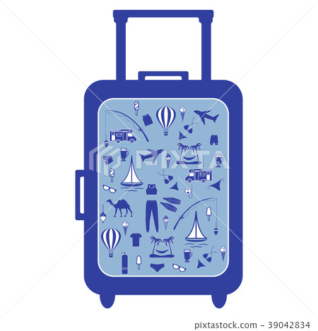 colorful suitcase with different pictures on the 39042834