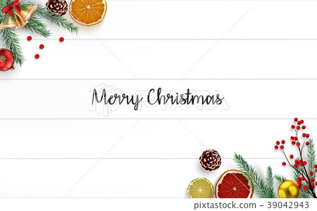 Christmas wooden background with fir branches and - Stock Illustration ...