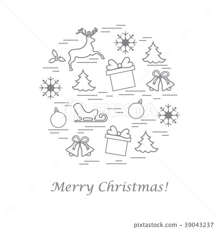 different new year and christmas symbols arranged 39043237