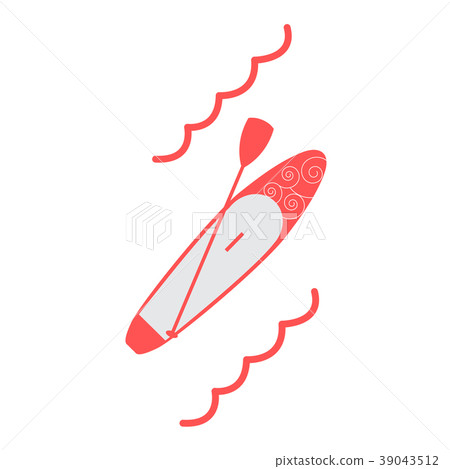 Stylized icon of a colored stand up paddling on a Stylized icon of a colored stand up paddling on a 39043512