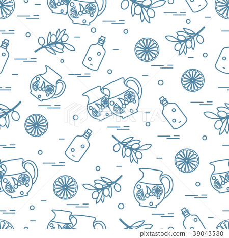 Cute seamless pattern with pitcher of sangria, Cute seamless pattern with pitcher of sangria, 39043580