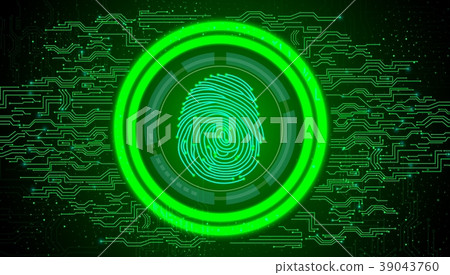 Fingerprint with concept green abstract technology Fingerprint with concept green abstract technology 39043760