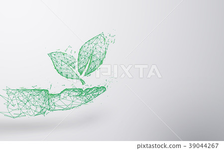 Abstract Plant on hand form lines and triangles. Abstract Plant on hand form lines and triangles. 39044267