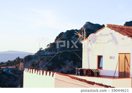 White houses old town mountain sunset White houses old town mountain sunset 39044621
