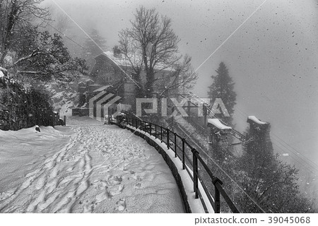 Ancient funicular station under the snow 39045068