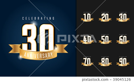 Set of anniversary logotype. 39045126