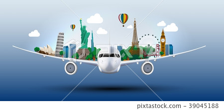 The concept travel the world on the airplanes - Stock Illustration ...