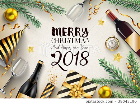 Merry christmas and happy new year 2018 card with Merry christmas and happy new year 2018 card with 39045190