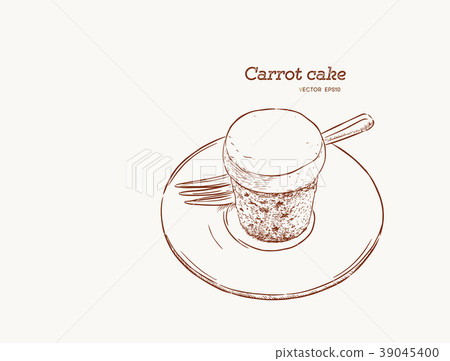 carrot cake , hand draw sketch vector. 39045400