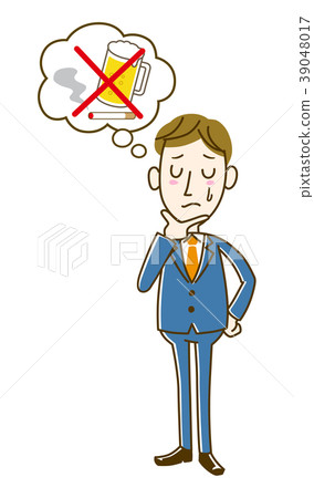 擔心喝啤酒和香煙的上班族 39048017