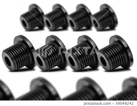 Black Metal bolt with nut isolated Black Metal bolt with nut isolated 39049242