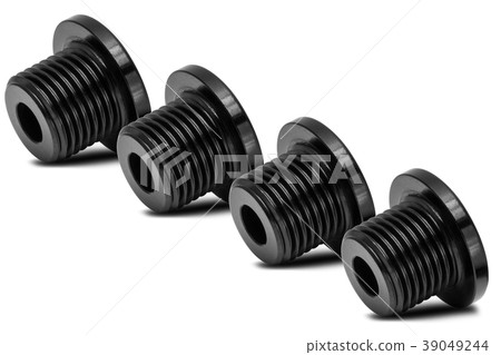 Black Metal bolt with nut isolated Black Metal bolt with nut isolated 39049244