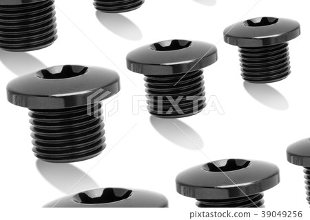 Black Metal bolt with nut isolated Black Metal bolt with nut isolated 39049256