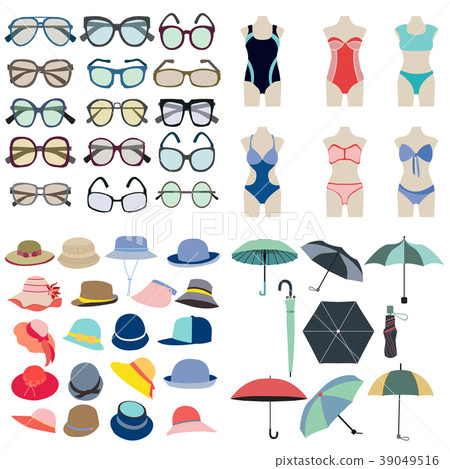 Collection icon of summer fashion accessories Collection icon of summer fashion accessories 39049516