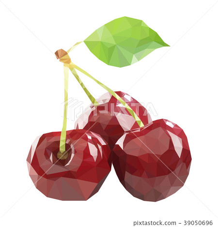 Polygonal Cherry in Vector, low poly style cherry 39050696