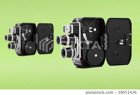 Old Vintage cinema camera 8mm colorful background 39051426