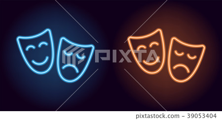 Blue and orange neon mask 39053404