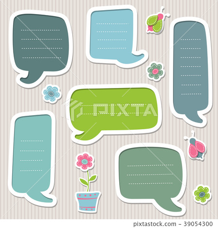 Collection of blue and green vector text frames 39054300