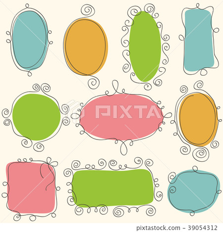 Set of hand drawing colourful frames Set of hand drawing colourful frames 39054312