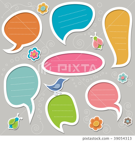 Cute speech bubbles on gray background Cute speech bubbles on gray background 39054313