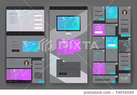 Website template design with interface elements - Stock Illustration ...