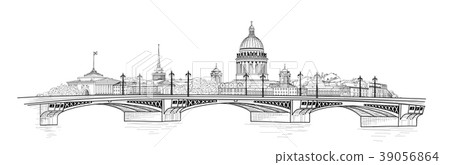 Saint-Petersburg city, Russia. Bridge skyline 39056864